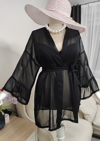 Siyah Transparan Mini Pareo - Görsel 8