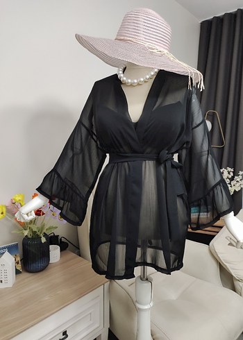 Siyah Transparan Mini Pareo - Görsel 5