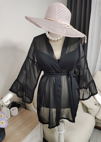 Siyah Transparan Mini Pareo - Görsel 2