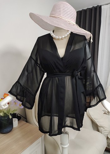 Siyah Transparan Mini Pareo - Görsel 4