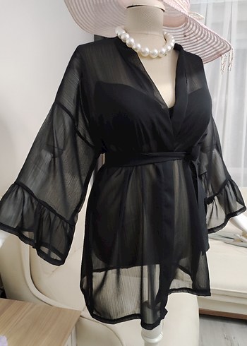 Siyah Transparan Mini Pareo - Görsel 7