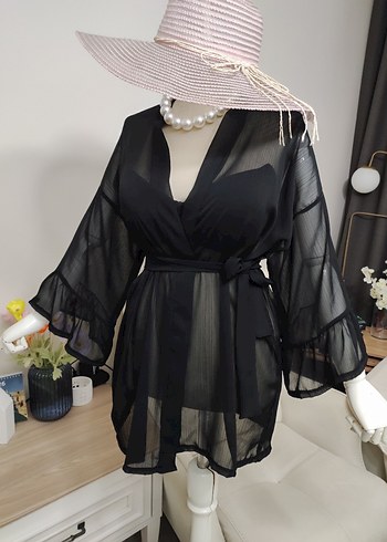 Siyah Transparan Mini Pareo - Görsel 9