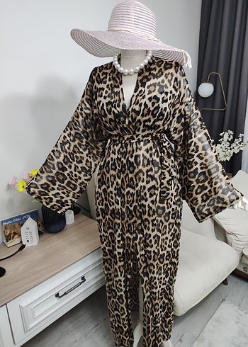 Bohem Leopar Desenli Uzun Kadın pareo - Görsel 2