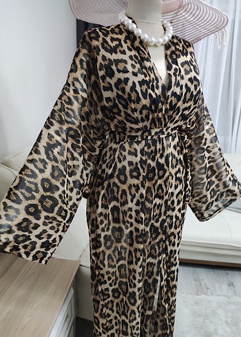 Bohem Leopar Desenli Uzun Kadın pareo - Görsel 8