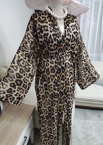 Bohem Leopar Desenli Uzun Kadın pareo - Görsel 7