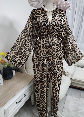 Bohem Leopar Desenli Uzun Kadın pareo - Görsel 5