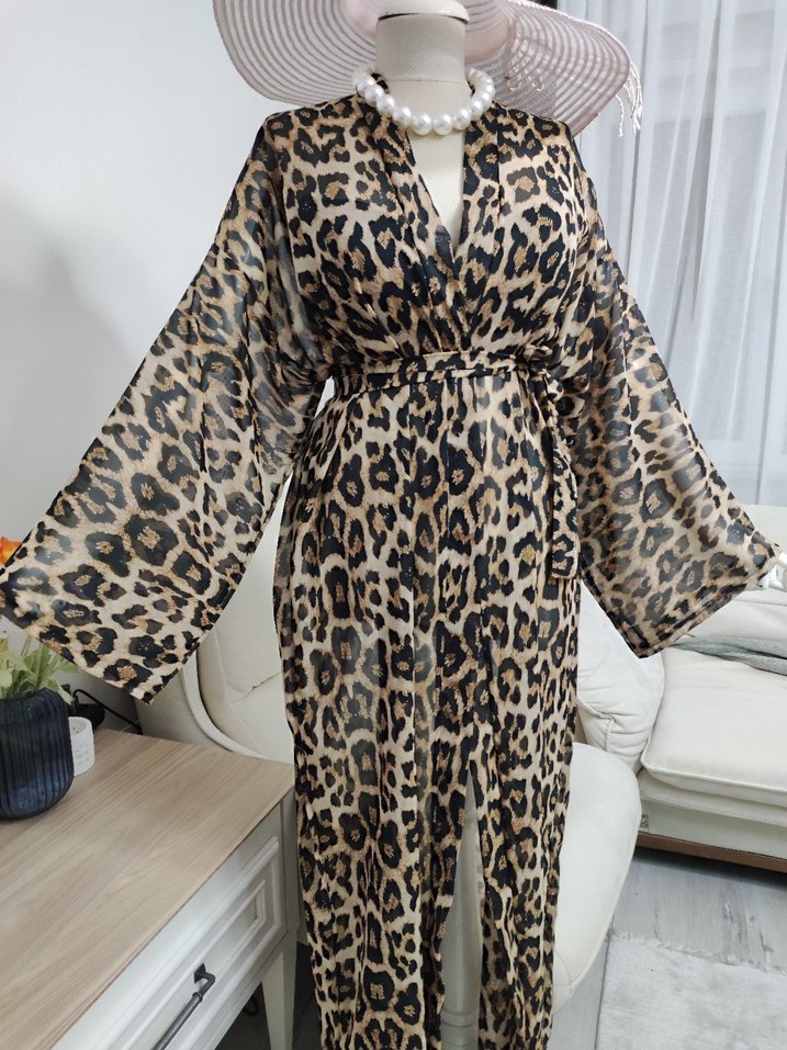 Bohem Leopar Desenli Uzun Kadın pareo - Görsel 3