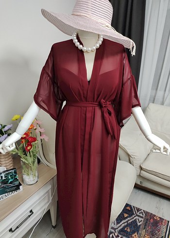 Bohem Bordo Uzun Kadın pareo - Görsel 9