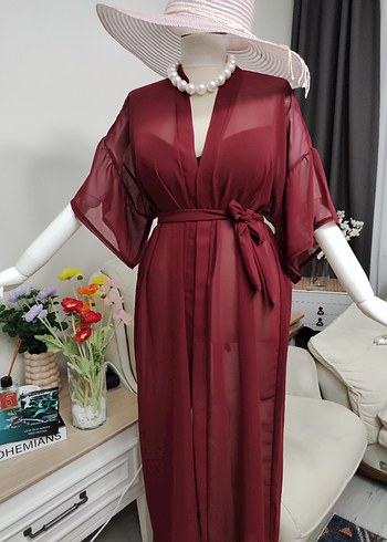 Bohem Bordo Uzun Kadın pareo - Görsel 2