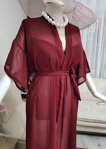 Bohem Bordo Uzun Kadın pareo - Görsel 5