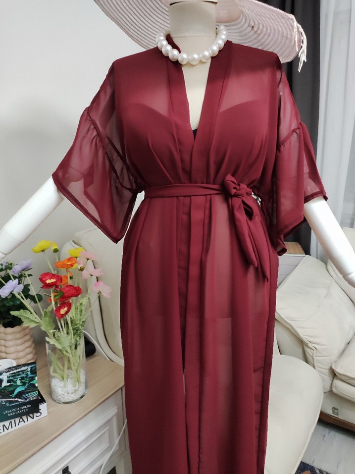 Bohem Bordo Uzun Kadın pareo - Görsel 3