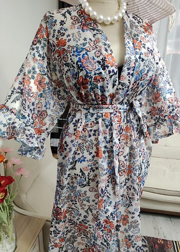 Çiçek Desenli Uzun Bohem pareo - Görsel 6