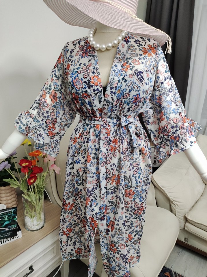 Çiçek Desenli Uzun Bohem pareo - Görsel 5