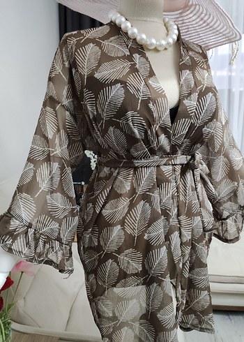 Bohem Tarzı Uzun Kahverengi Çiçekli Kadın pareo - Görsel 9