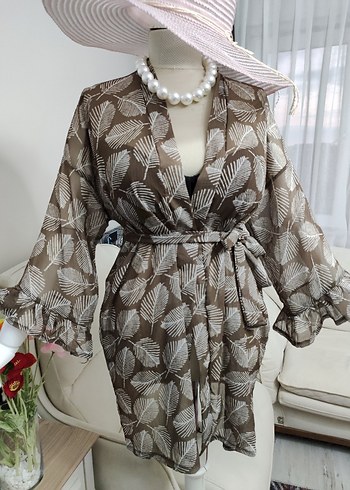 Bohem Tarzı Uzun Kahverengi Çiçekli Kadın pareo - Görsel 4