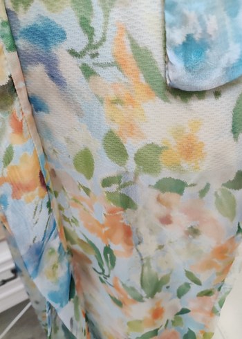 Çiçek Desenli Uzun Transparan Bohem pareo - Görsel 10