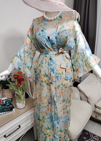 Çiçek Desenli Uzun Transparan Bohem pareo - Görsel 5