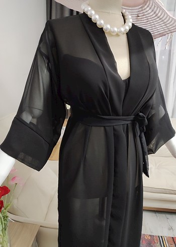 Uzun Siyah Bohem Kadın pareo - Görsel 5