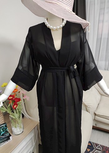 Uzun Siyah Bohem Kadın pareo - Görsel 6