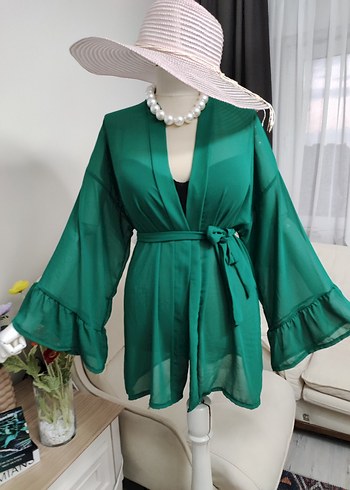 Penti Yeşil Mini Bohem Kimono Kuşaklı