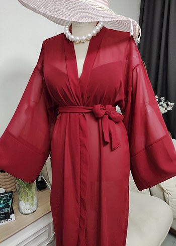 Bordo Bohem Uzun Kadın pareo - Görsel 5