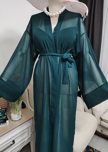 Uzun Yeşil Bohem Kadın pareo - Görsel 6