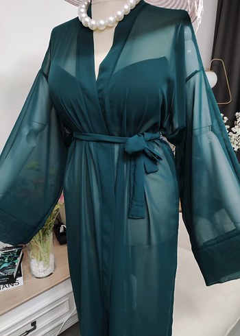 Uzun Yeşil Bohem Kadın pareo - Görsel 9