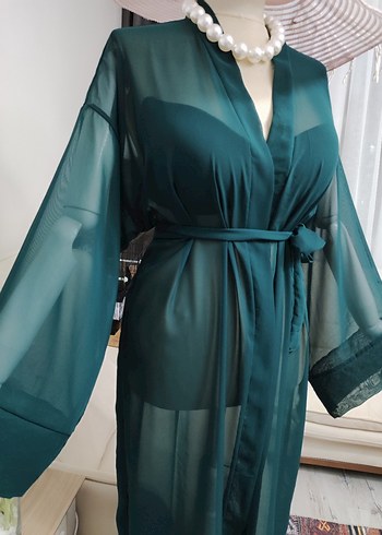 Uzun Yeşil Bohem Kadın pareo - Görsel 8