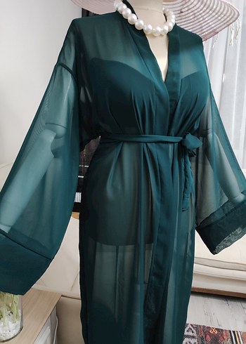 Uzun Yeşil Bohem Kadın pareo - Görsel 7