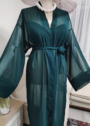 Uzun Yeşil Bohem Kadın pareo - Görsel 5