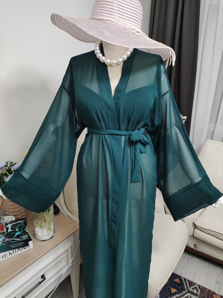 Uzun Yeşil Bohem Kadın pareo - Görsel 4