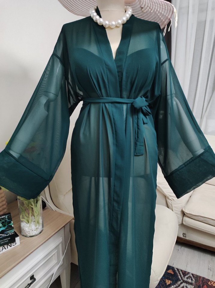 Uzun Yeşil Bohem Kadın pareo - Görsel 3