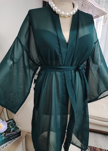 Yeşil Transparan Uzun Bohem Pareo - Görsel 8