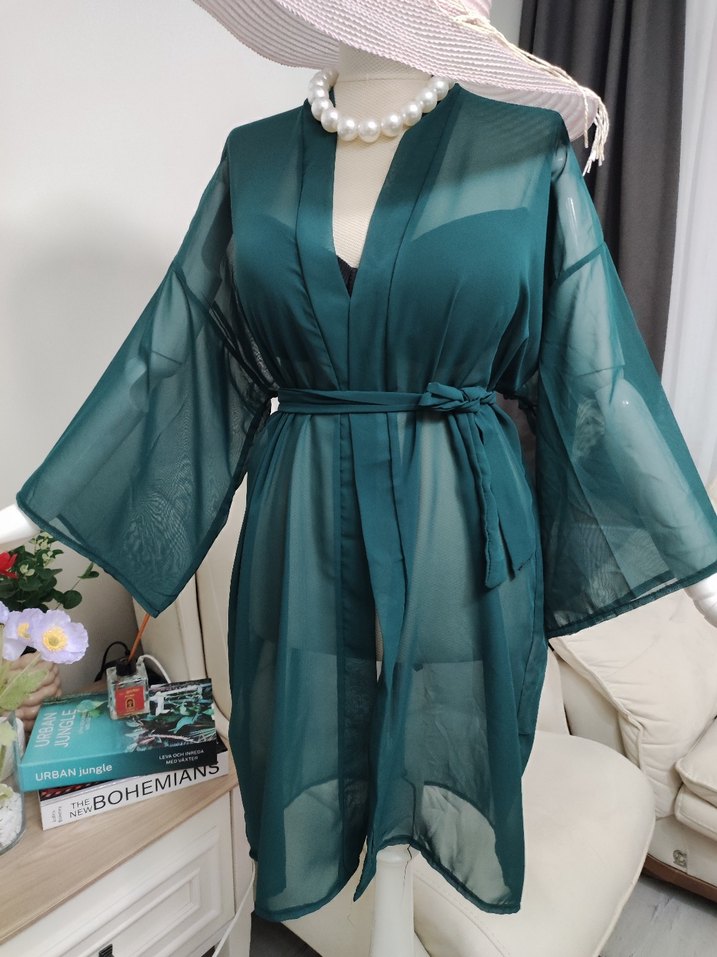 Yeşil Transparan Uzun Bohem Pareo - Görsel 5