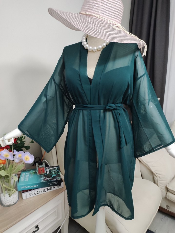 Yeşil Transparan Uzun Bohem Pareo - Görsel 4