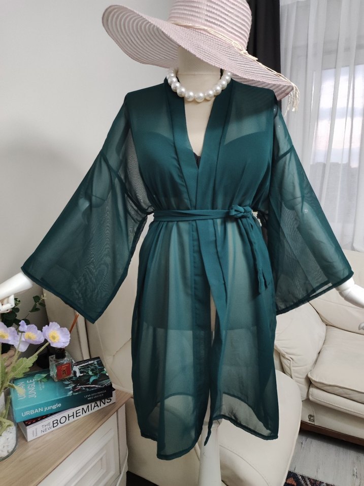 Yeşil Transparan Uzun Bohem Pareo - Görsel 2