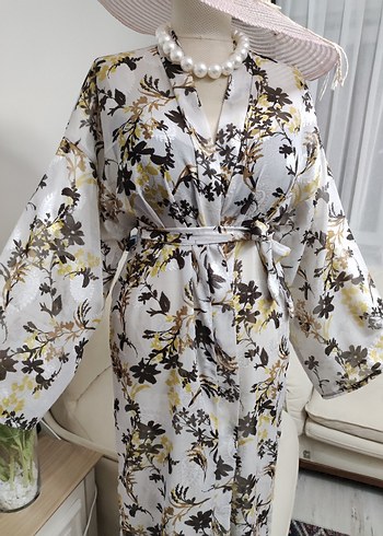 Uzun Beyaz Çiçekli Bohem pareo - Görsel 5