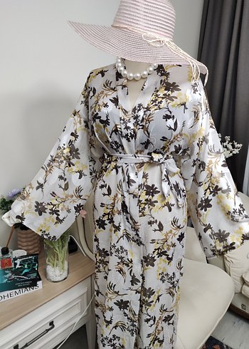 Uzun Beyaz Çiçekli Bohem pareo - Görsel 6