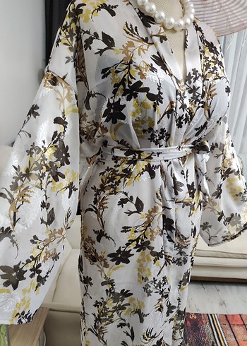 Uzun Beyaz Çiçekli Bohem pareo - Görsel 8