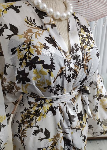 Uzun Beyaz Çiçekli Bohem pareo - Görsel 7