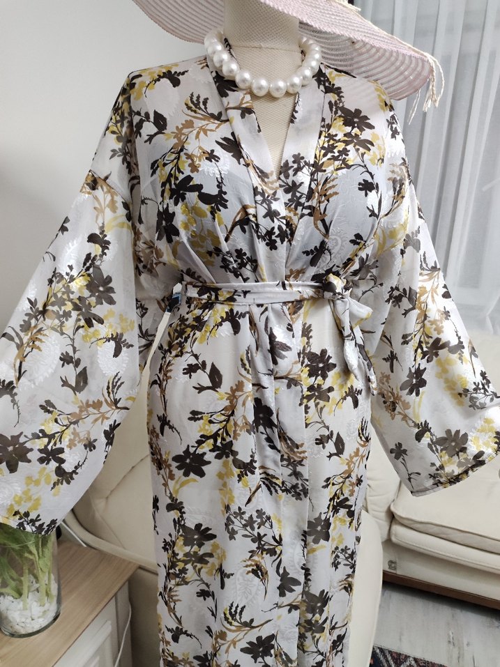 Uzun Beyaz Çiçekli Bohem pareo - Görsel 5