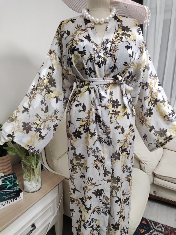 Uzun Beyaz Çiçekli Bohem pareo - Görsel 2