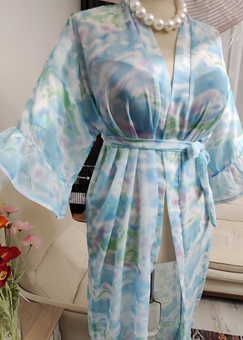 Bohem Tarzı Uzun Mavi Batik Kadın pareo - Görsel 6