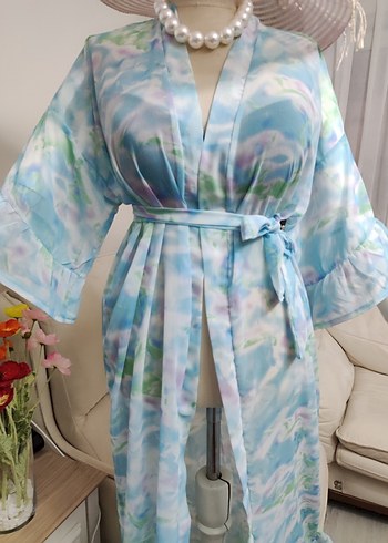 Bohem Tarzı Uzun Mavi Batik Kadın pareo - Görsel 7