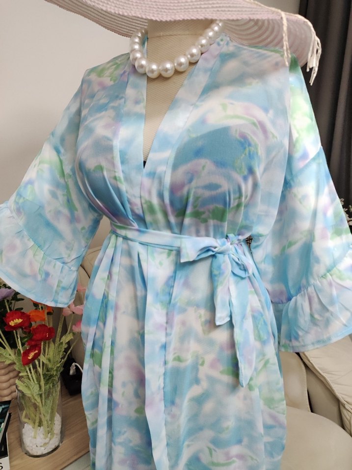 Bohem Tarzı Uzun Mavi Batik Kadın pareo - Görsel 4