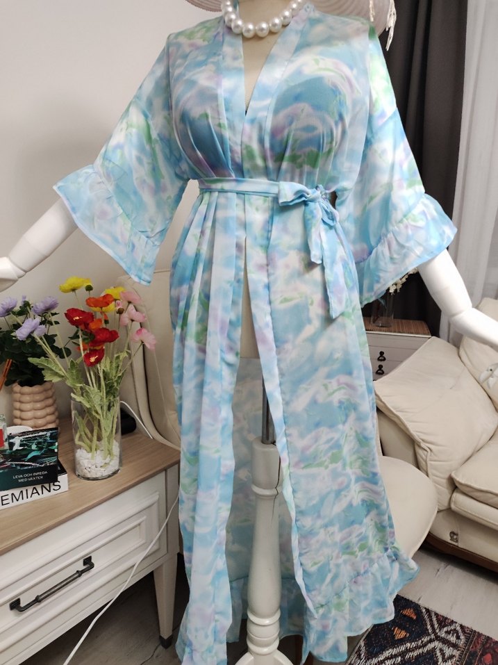 Bohem Tarzı Uzun Mavi Batik Kadın pareo - Görsel 2