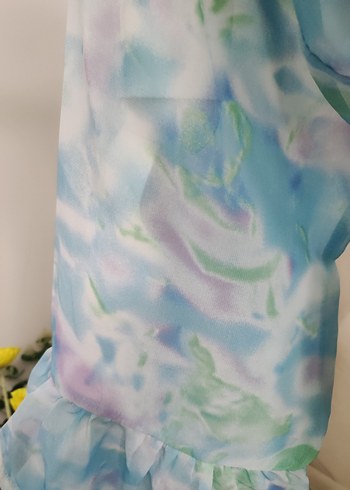 Bağcıklı Bohem Mini Kimono Mavi - Görsel 10