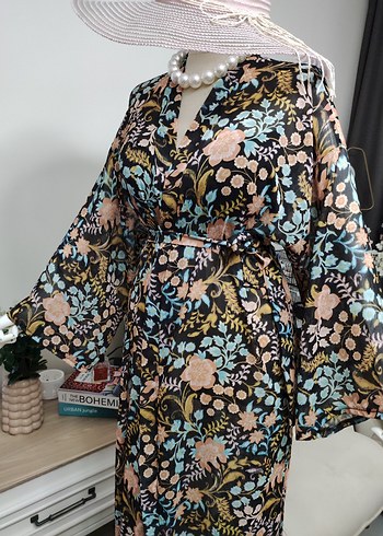 Çiçek Desenli Uzun Bohem Kadın pareo - Görsel 5