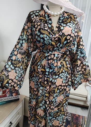 Çiçek Desenli Uzun Bohem Kadın pareo - Görsel 7