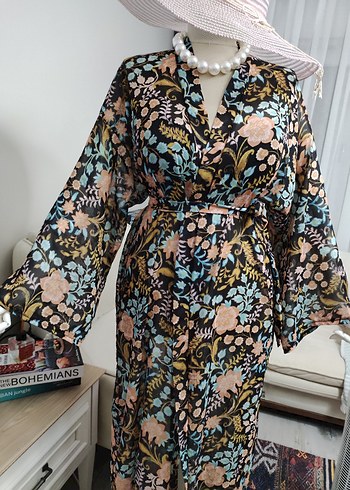 Çiçek Desenli Uzun Bohem Kadın pareo - Görsel 8